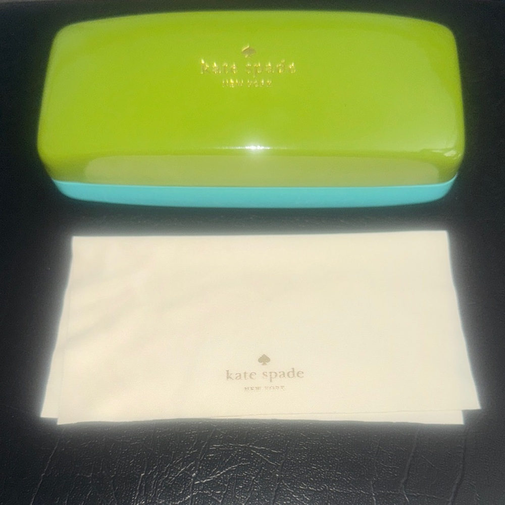 Kate Spade Green and Blue Eyeglass Case With Cleaning Cloth